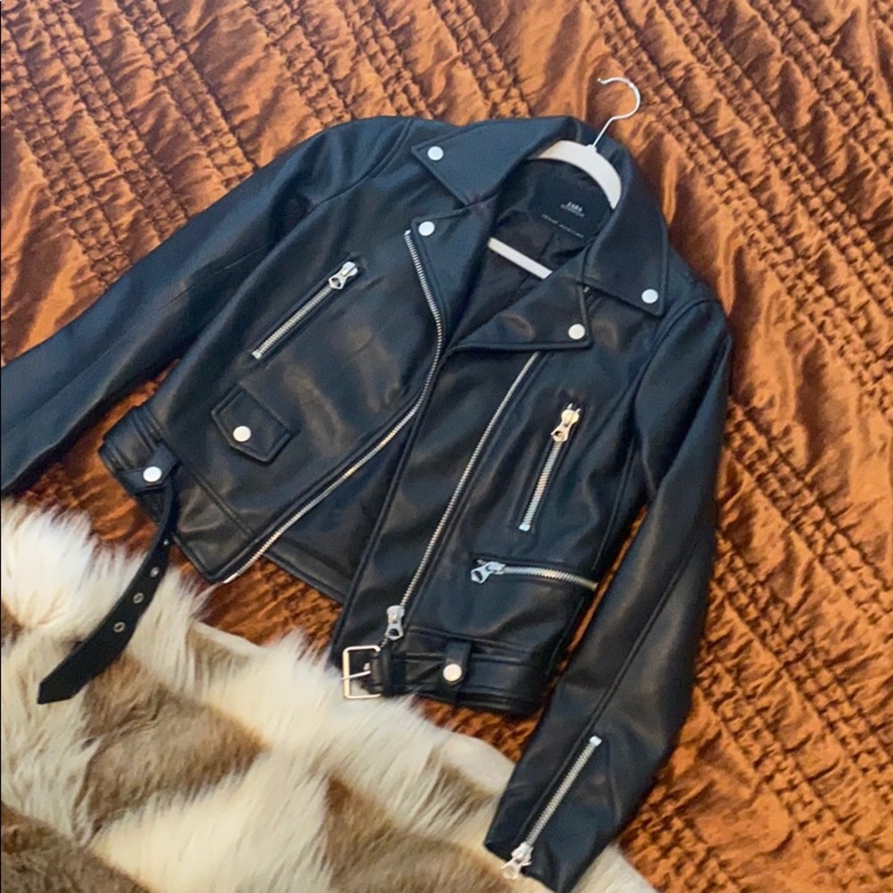 Zara Black Leather Jacket-XS